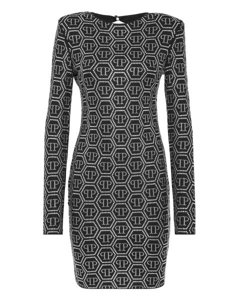 Mini Dress Ls Monogram Women Black Dresses & Skirts Philipp Plein