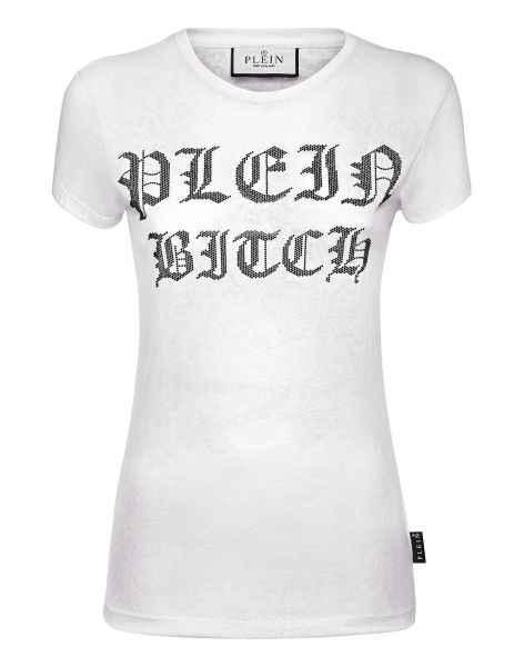 Women T-Shirt & Sweatshirts Philipp Plein Burn Out T-Shirt Sexy Pure With Crystals Gothic Plein White